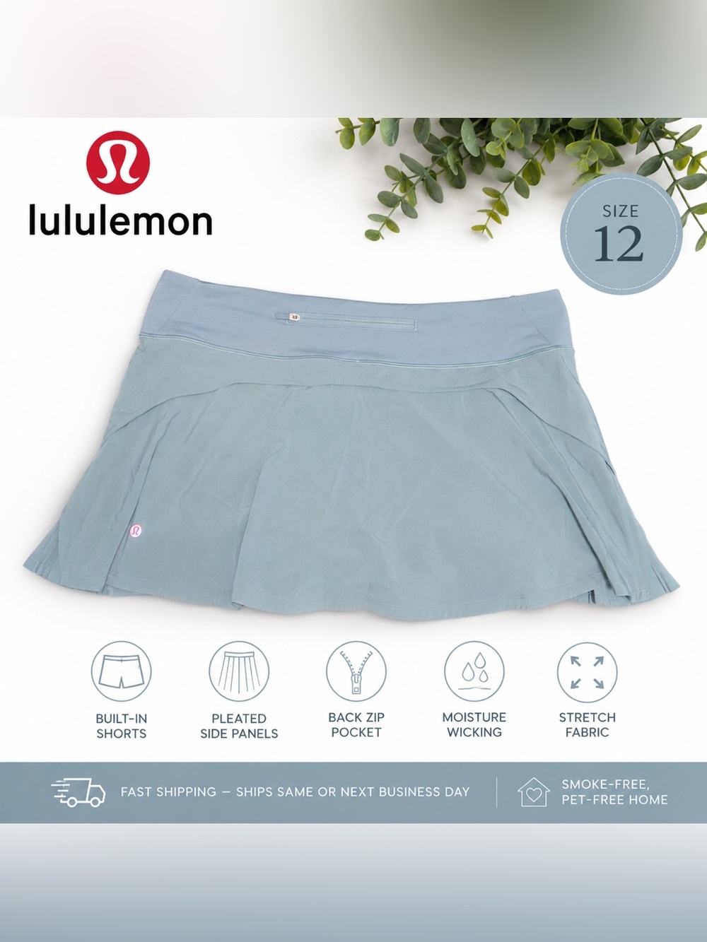 lululemon athletica Light Blue Pleated Skater Skirt